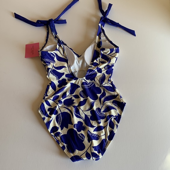 Kate Spade Zigzag Floral Bow-strap V-neck One-piece - Picture 8 of 13